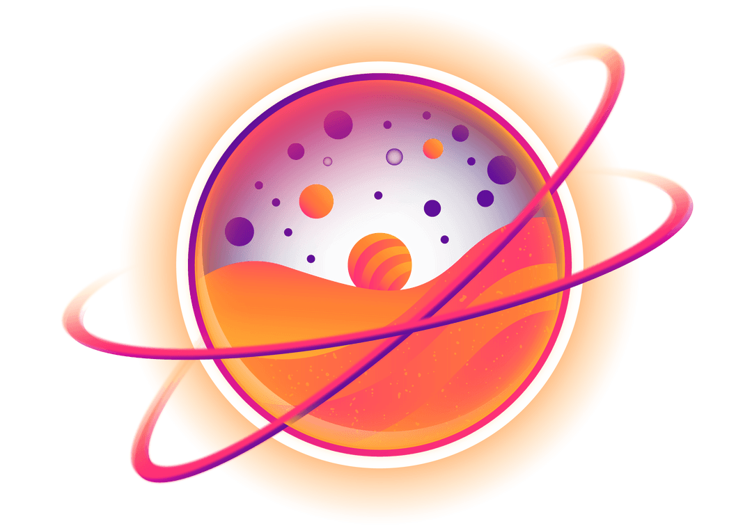 Transparent Ringed Planet Illustration with Vibrant Cosmic Colors