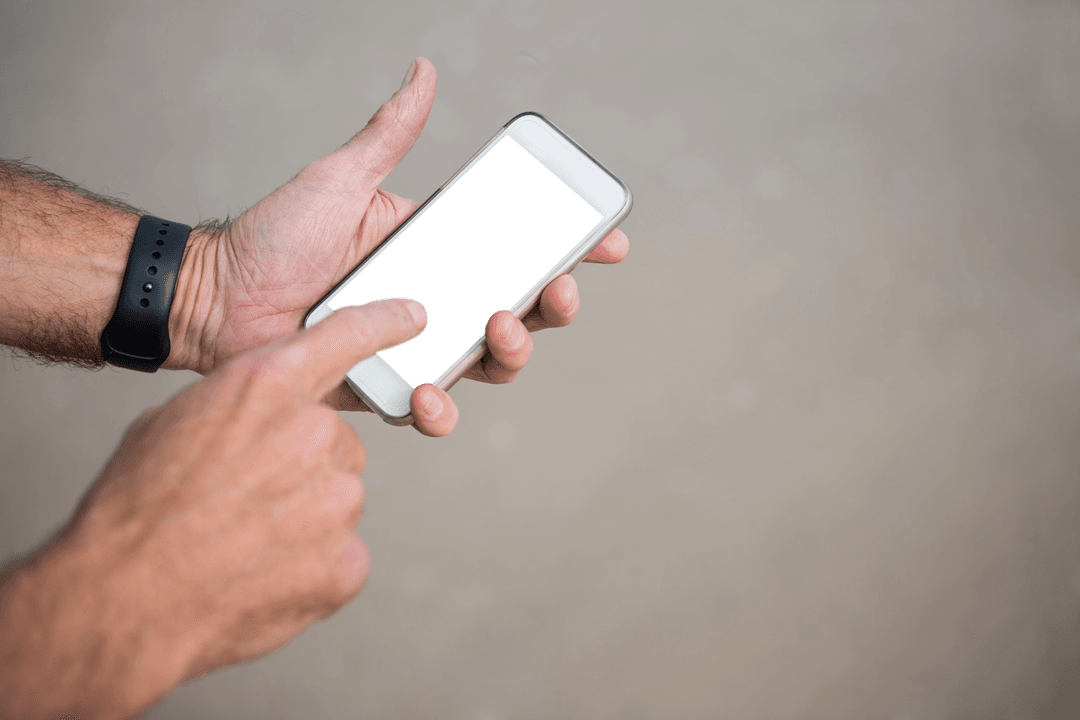 Transparent Smartphone Screen with Copy Space in Outdoor Setting