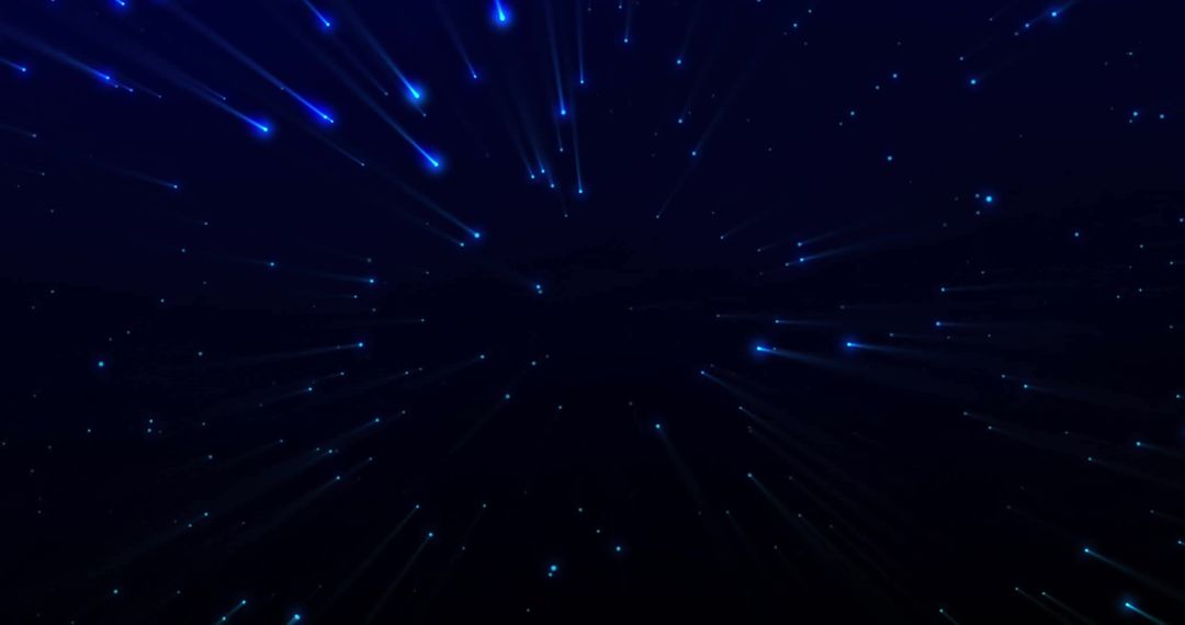 Blue Light Trails Radiating on Dark Starry Background