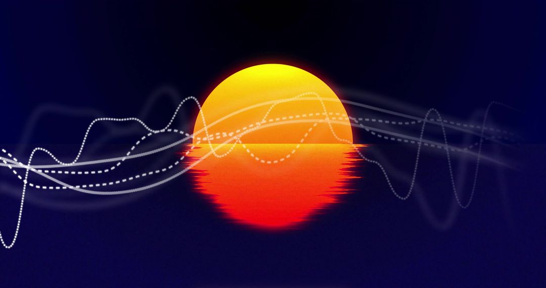 Futuristic Sunset with Abstract WAVe Patterns