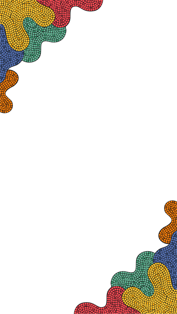 Transparent Organic Mosaic Clusters on Geometric Backdrop