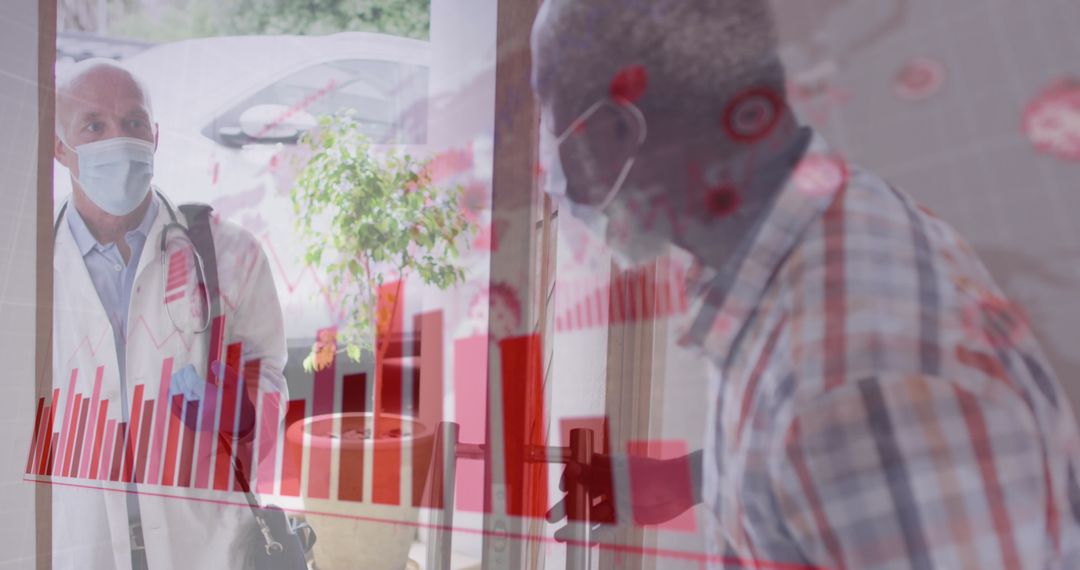 Doctor Visits Home Amidst COVID-19 with Statistical Overlays