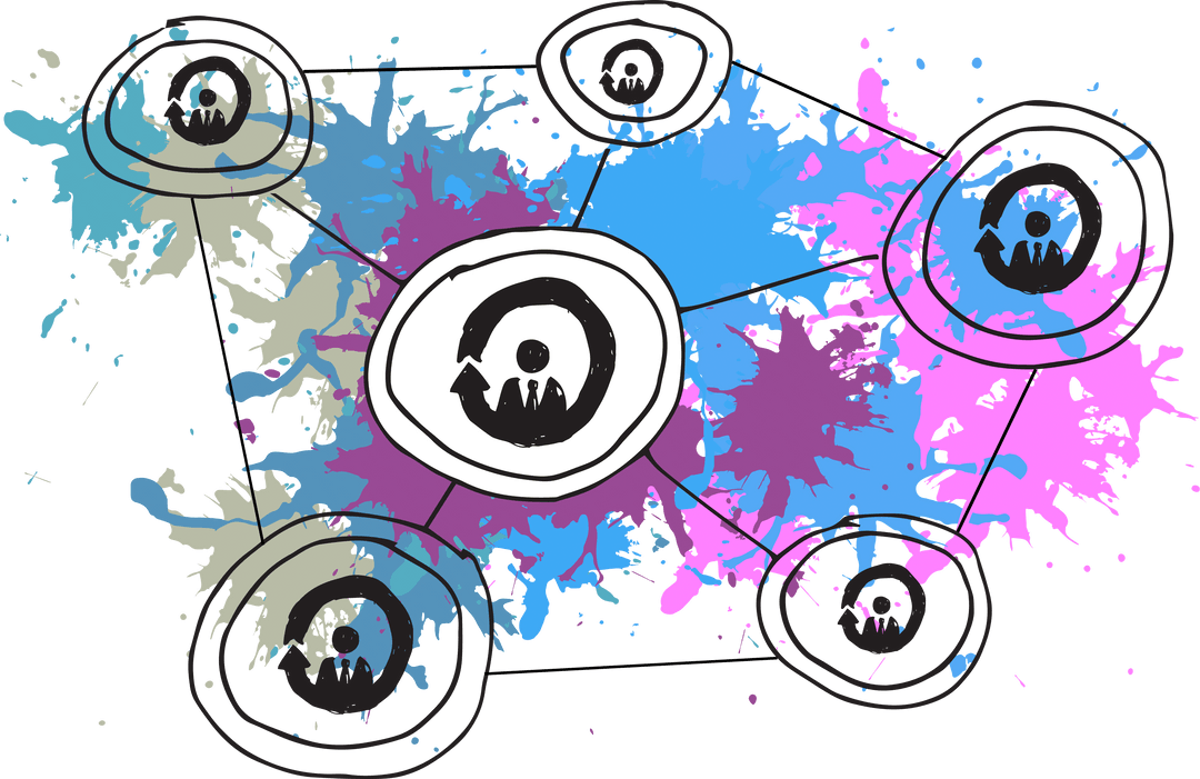 Digital Network Connections Illustration on Transparent Background