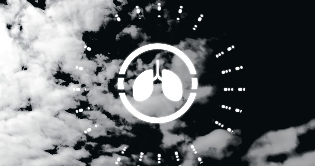 Lungs Icon Over Cloudy Sky Illustrating Clean Air Awareness