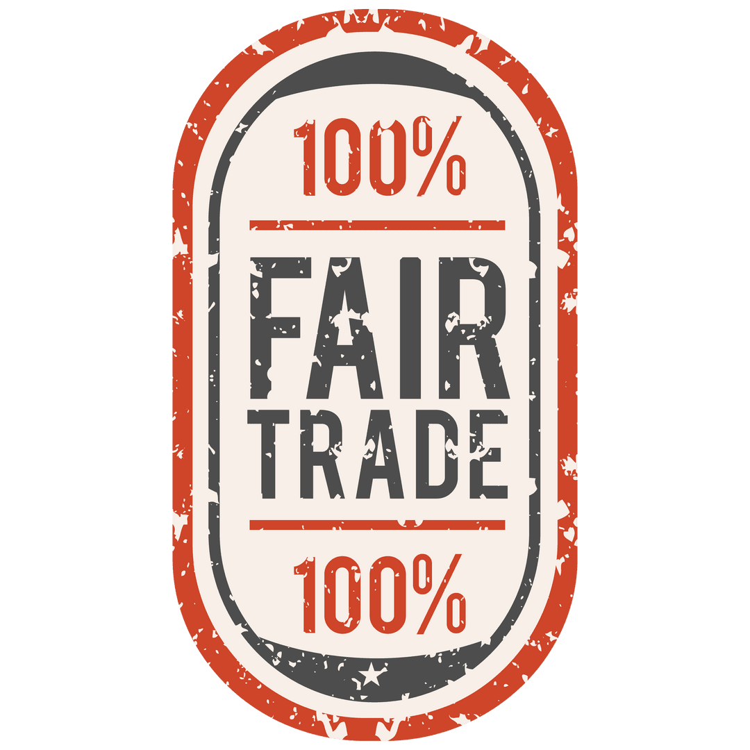 100% Fair Trade Label on Transparent Background