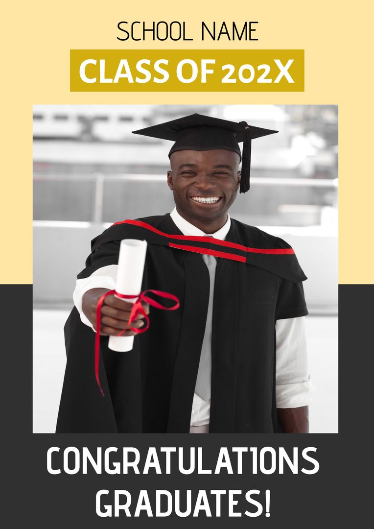 Smiling Graduate Celebrating Success with Diploma - Download Free Stock Templates Pikwizard.com