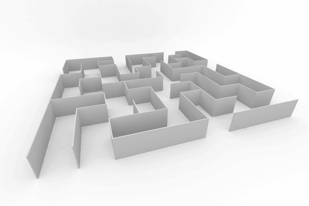 Transparent Minimalist Maze Design Isolated Abstract Art
