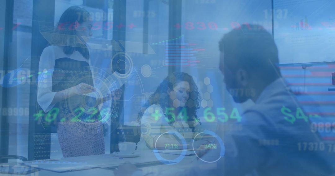 Collaborative Business Team Analyzing Data with Modern Technology