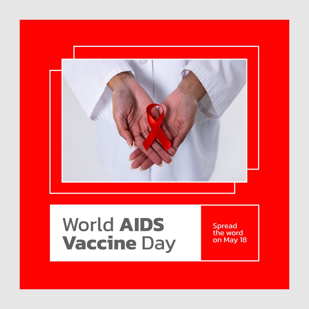 World AIDS Vaccine Day Promotion with Doctor Holding Red Ribbon