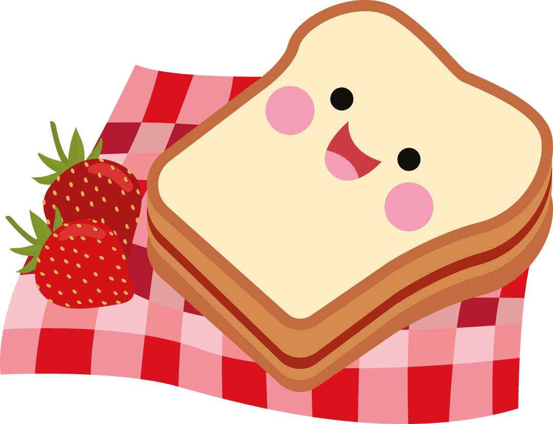 Transparent Cute Smiling Sandwich Picnic Blanket Clipart