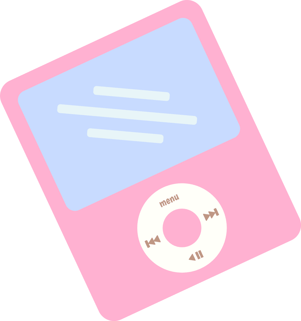 Pink MP3 Player Vector on Transparent Background