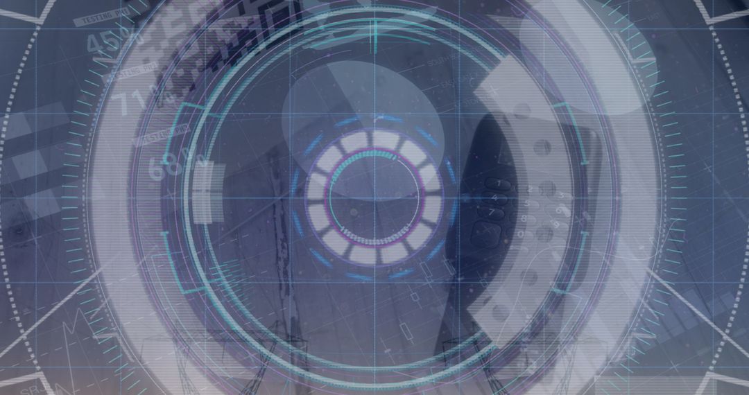 Futuristic Digital Interface with Scanning Blue Film