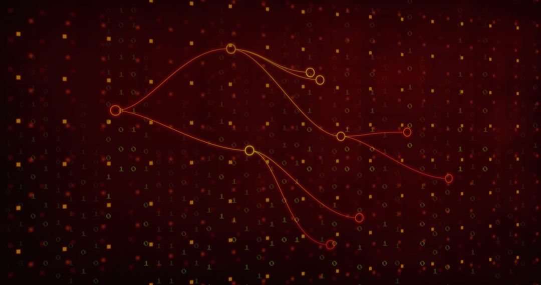 Glowing Nodes and Curved Lines on Digital Interface