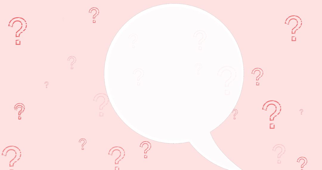 Speech Bubble Overlapping Question Marks on Soft Pink Background