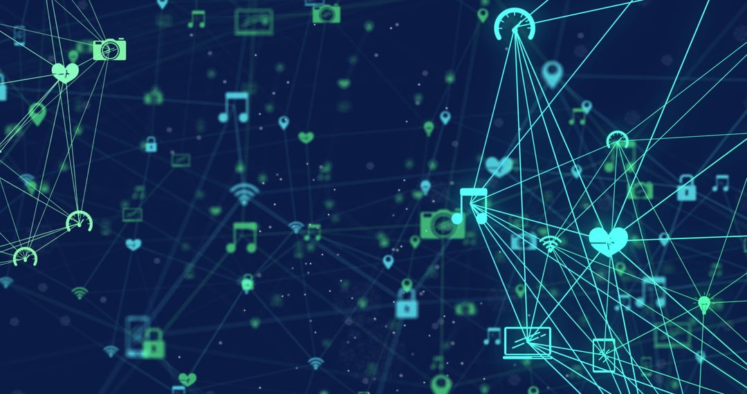 Digital Network Icons Illustrating Complex Connectivity