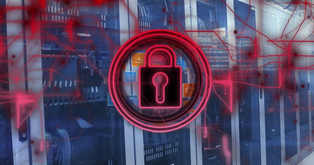 Futuristic Cyber Security with Digital Padlock Overlay