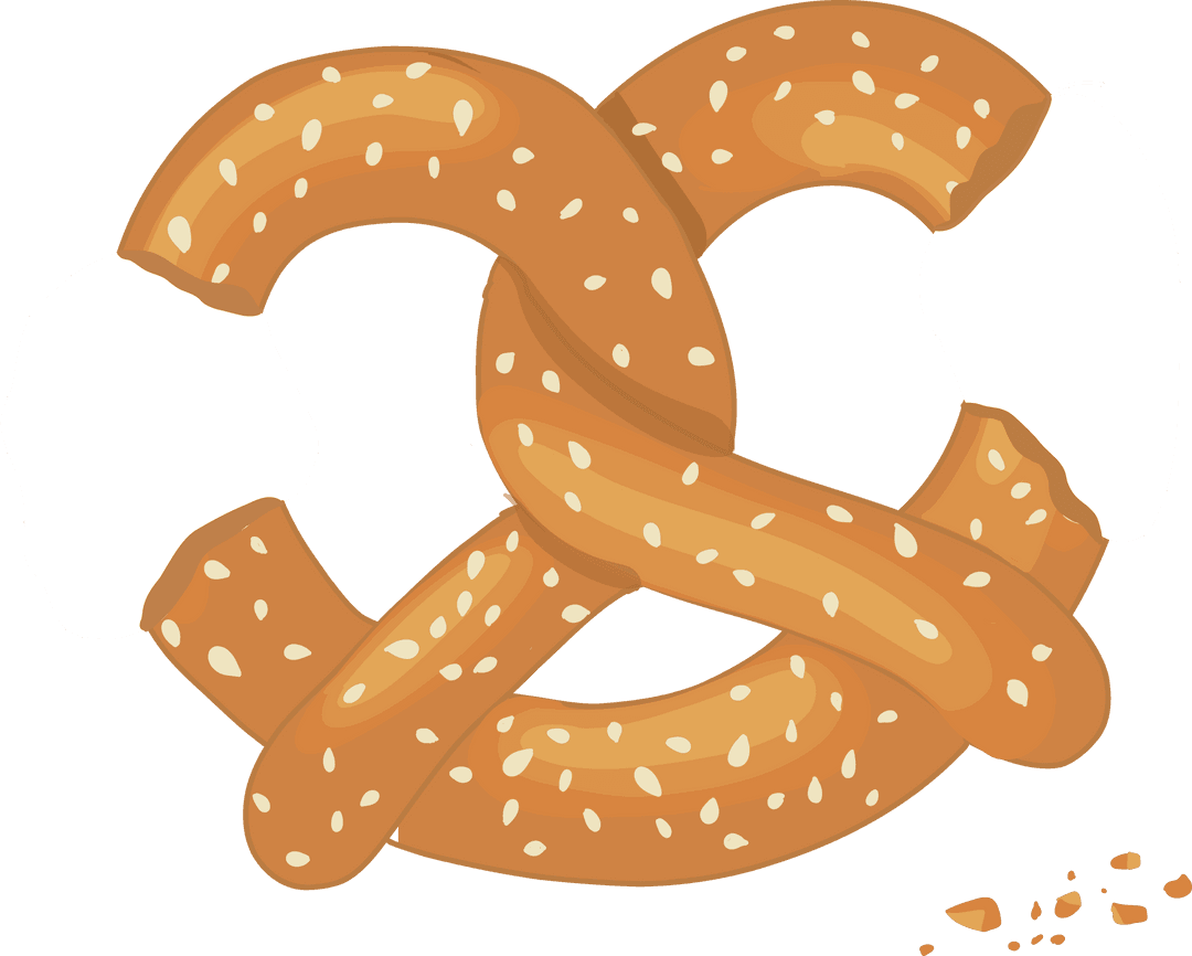 Twisted Pretzel with Salt on Transparent Background