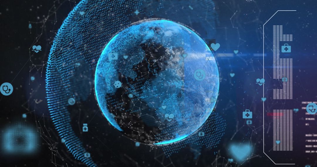 Futuristic Earth Representation with Digital Data Interface