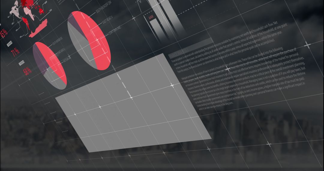 Futuristic Digital Infographic Over Building Skyscrapers