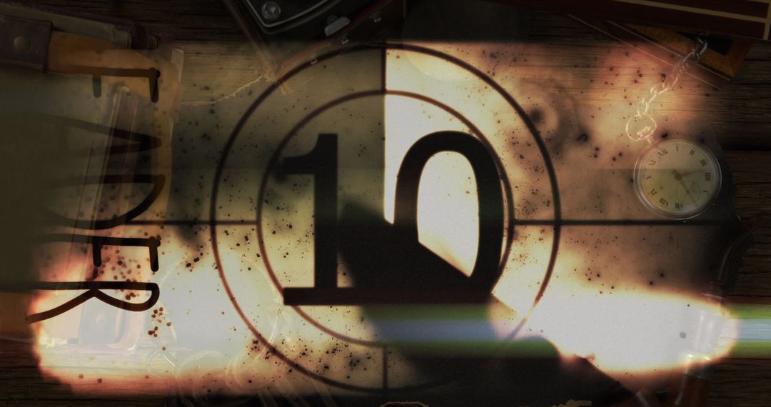 Vintage Film Countdown Background with Travel Elements