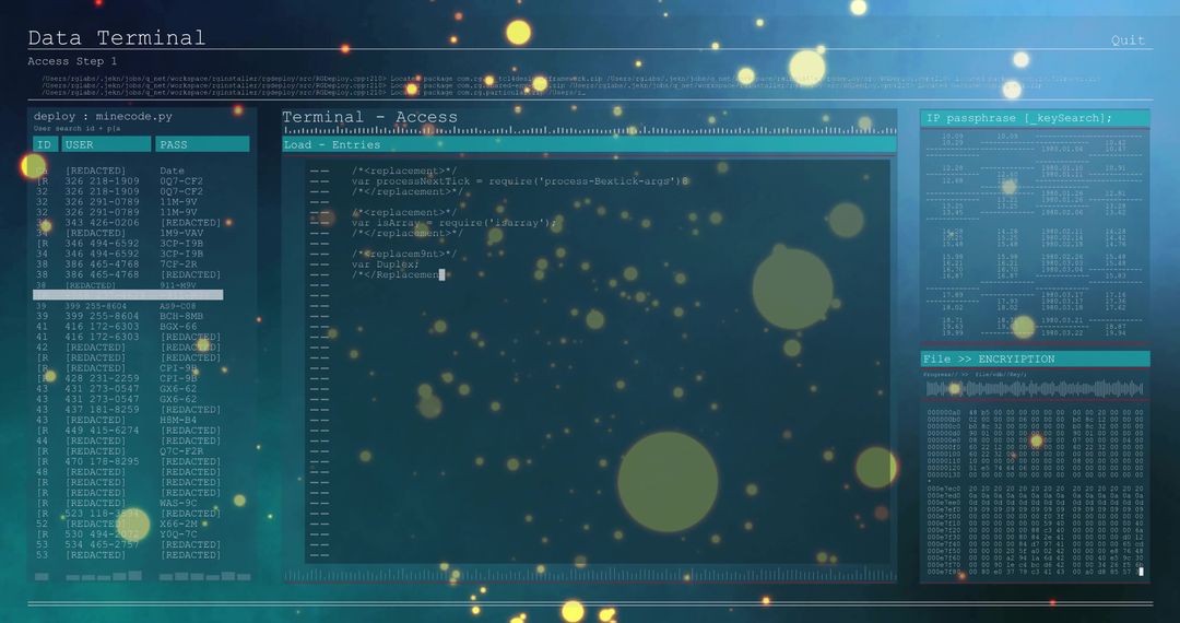 Cybersecurity Terminal Interface with Code Editor Display on Screen