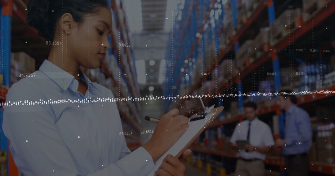 Warehouse Logistics Professionals Analyzing Data Trends