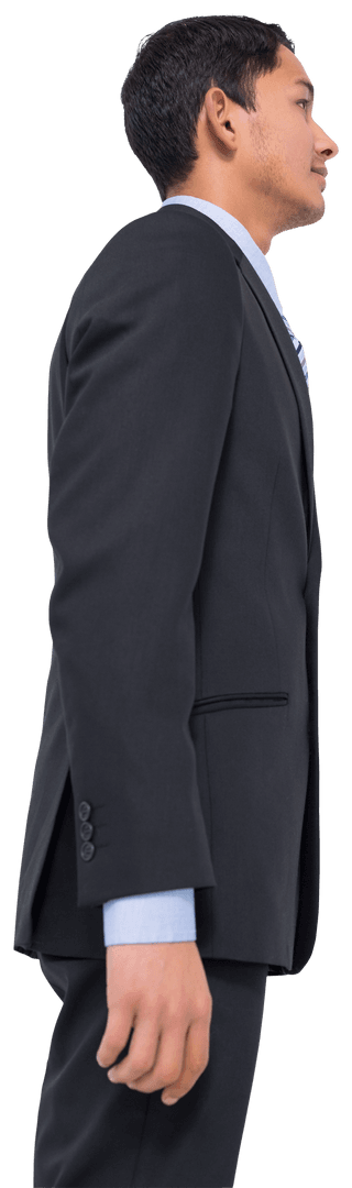 Side Profile of Biracial Businessman in Formal Suit Transparent Background