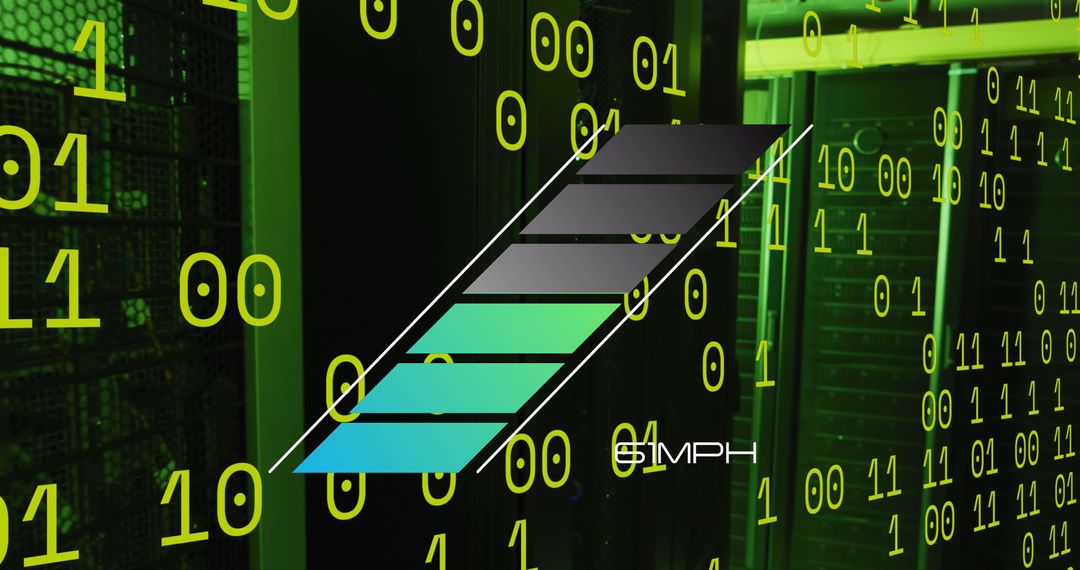 Binary Code Overlay on Automotive Speed Technology Concept