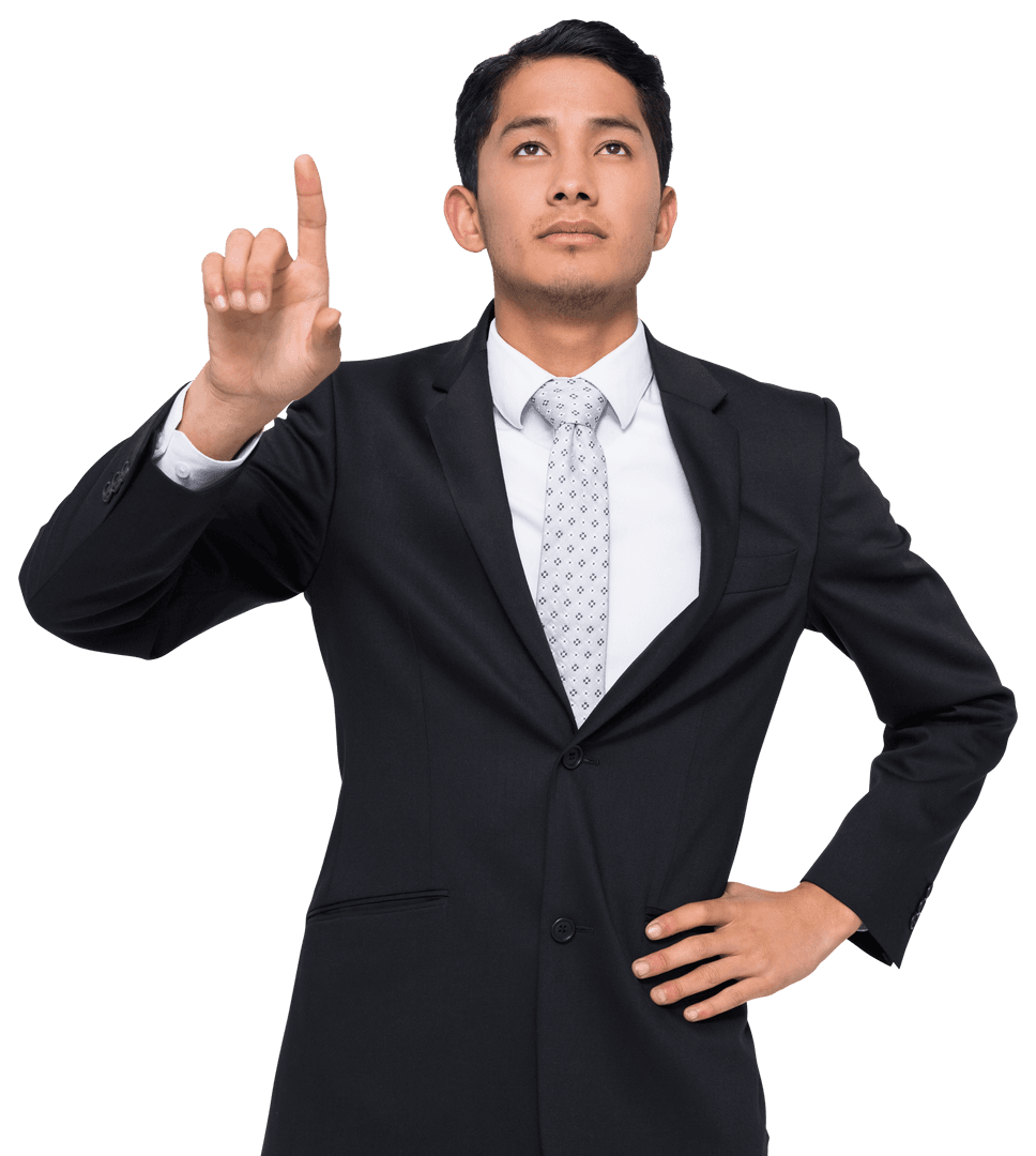 Businessman Interacting with Transparent Virtual Screen Technology