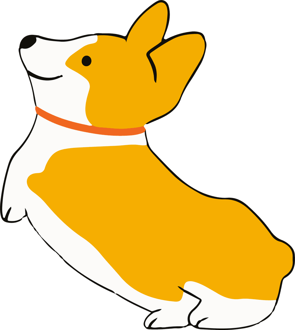 Playful Cartoon Corgi with Orange Collar on Transparent Background