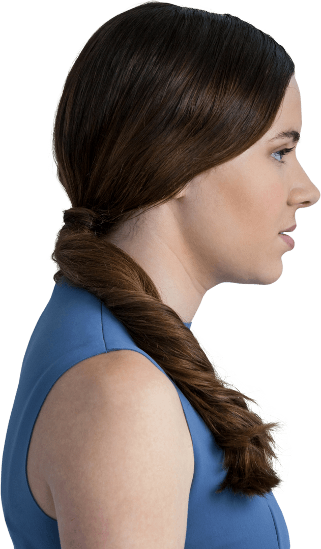 Transparent Profile View of Thoughtful Woman with Neat Hairstyle
