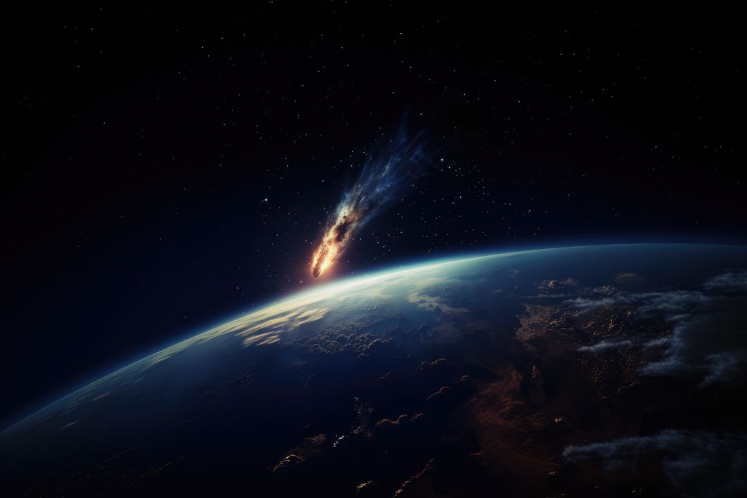 Dramatic Meteor Entering Earth's Atmosphere at Night - Free Images, Stock Photos and Pictures on Pikwizard.com