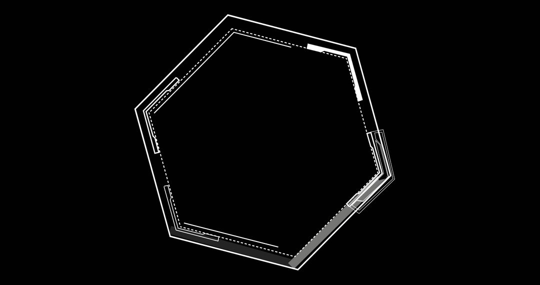 Animated White Hexagon with Dynamic Lines on Black Background