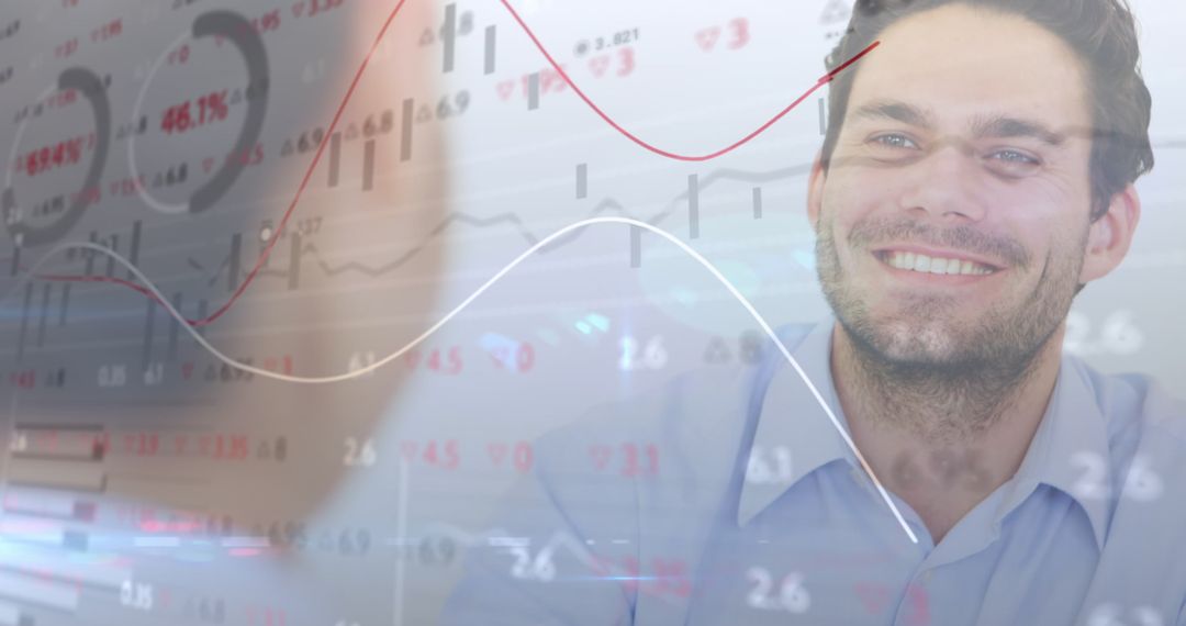 Optimistic Businessman Analyzing Financial and Data Trends