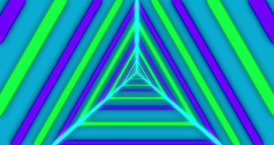 Neon Triangular Pattern with Vivid Colors Over Blue Background