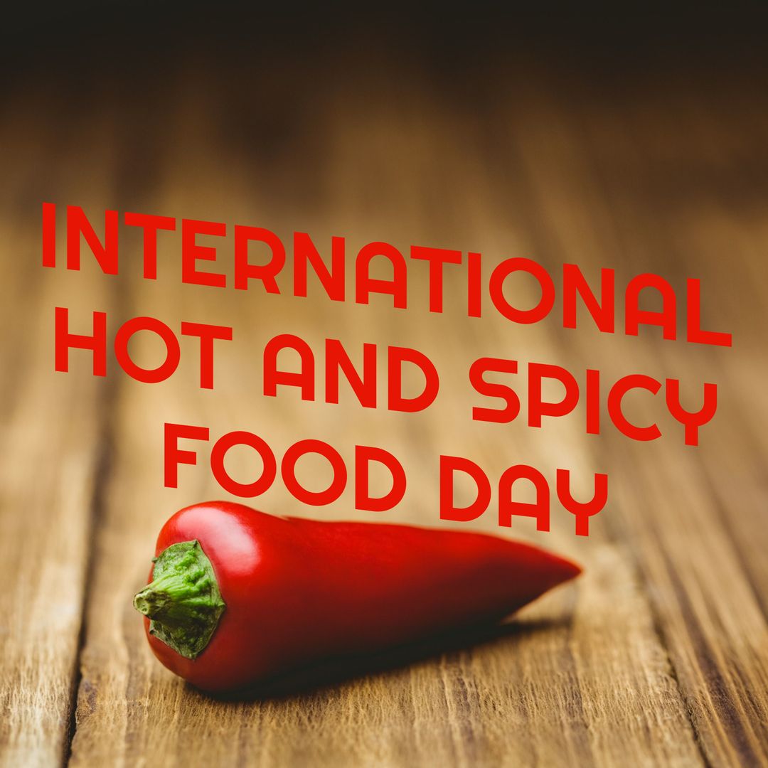 Vibrant Red Chili on Wooden Surface for Spicy Food Celebration