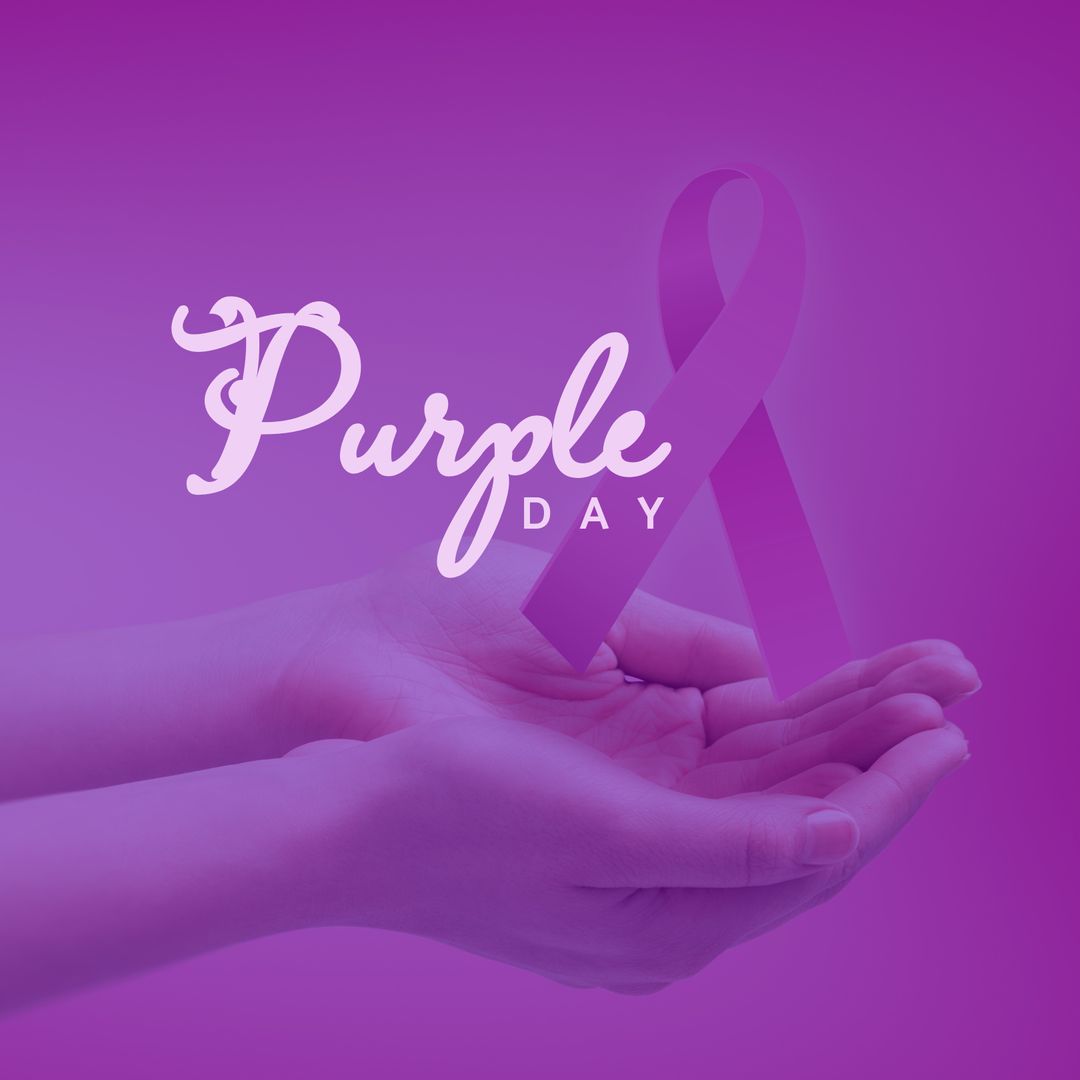 Purple Day Ribbon and Hands for Epilepsy Awareness