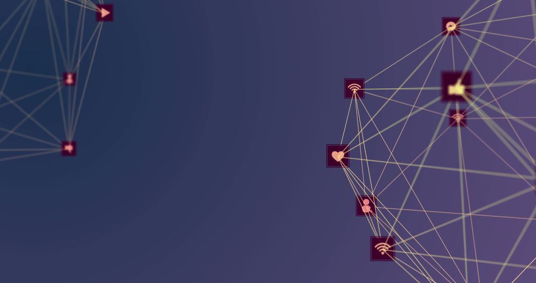 Interconnected Digital Icons with Global Network Concept