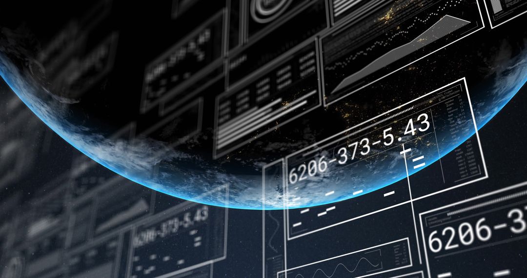 Futuristic Planet Monitoring with Interactive Data Panels