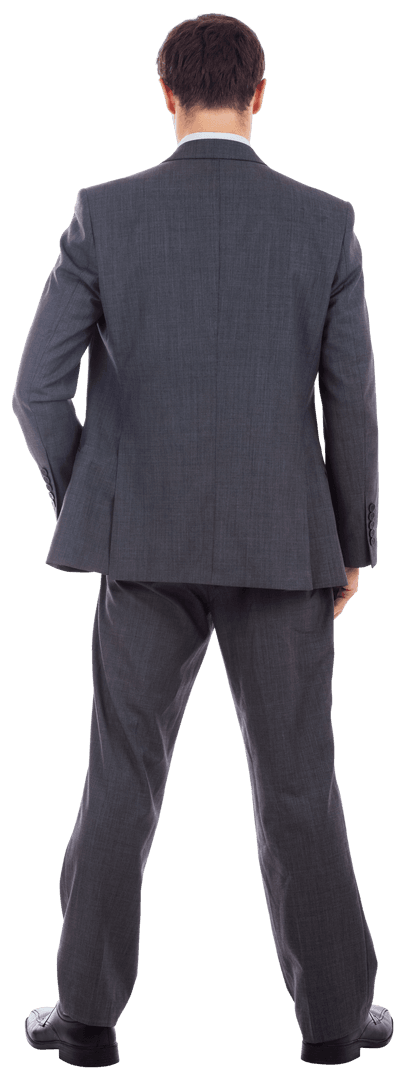 Confident Businessman in Suit with Hand on Hip, Rear View Transparent