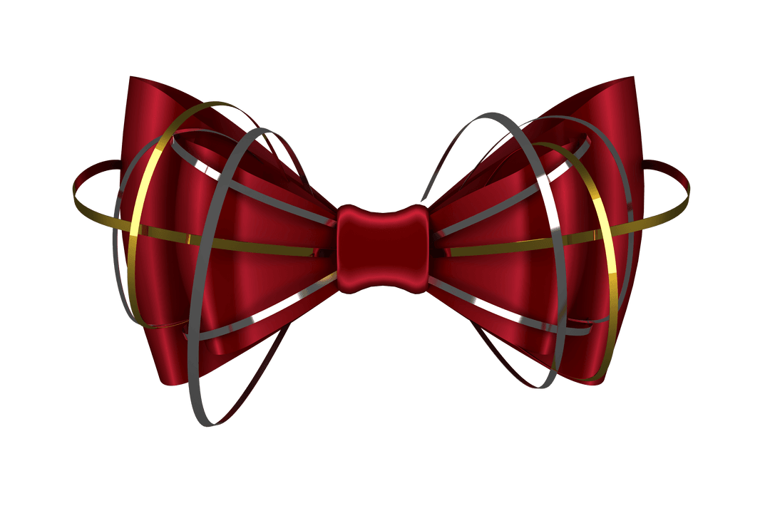 Red Decorative Bow on Transparent Background
