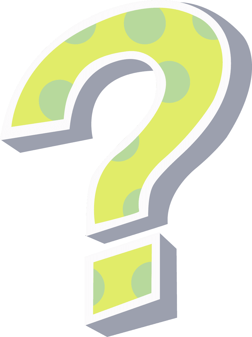 Polka Dot Decorated Transparent 3D Question Mark Symbol Design