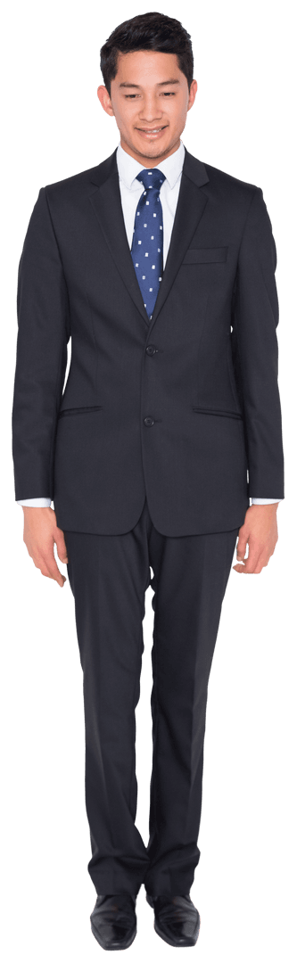 Transparent Background Smiling Asian Businessman in Suit