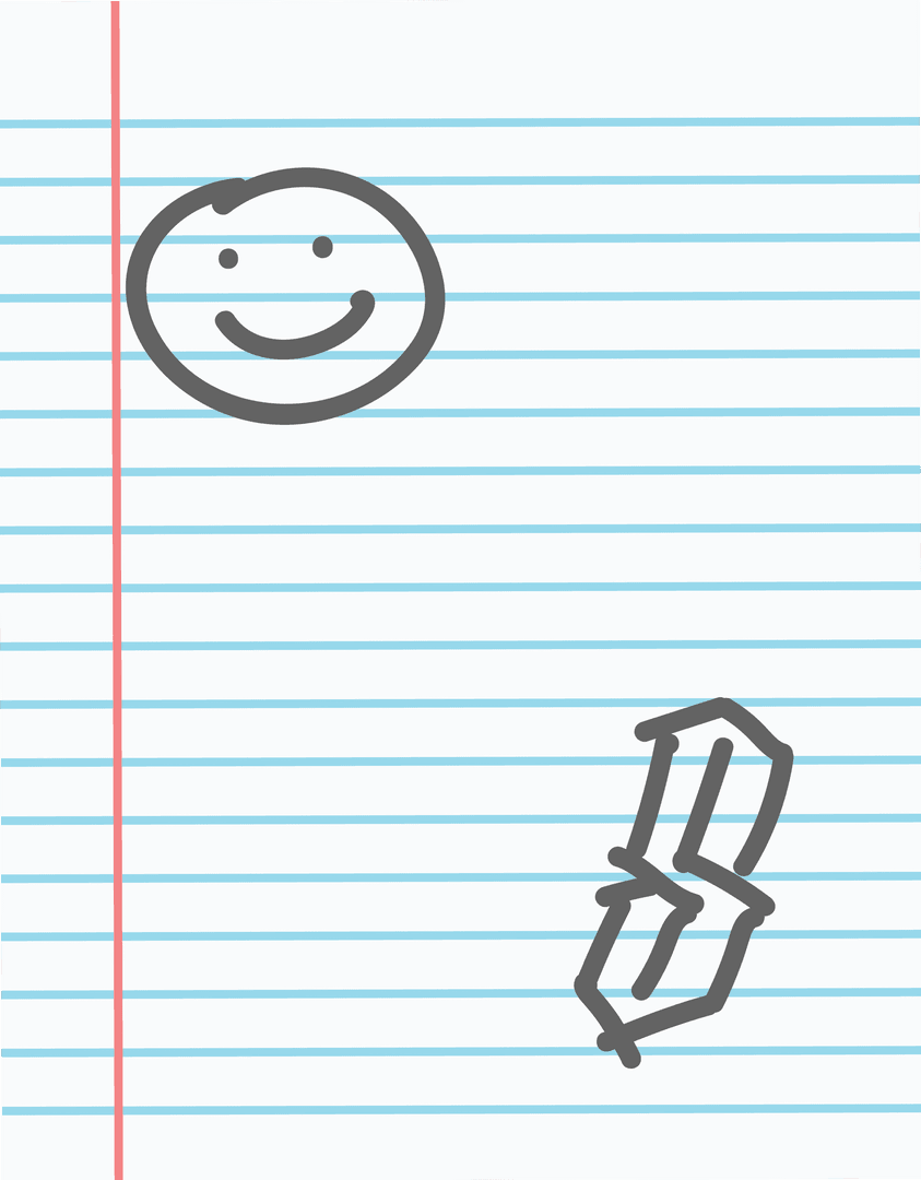Transparent Notebook Page with Smiley Face Illustration