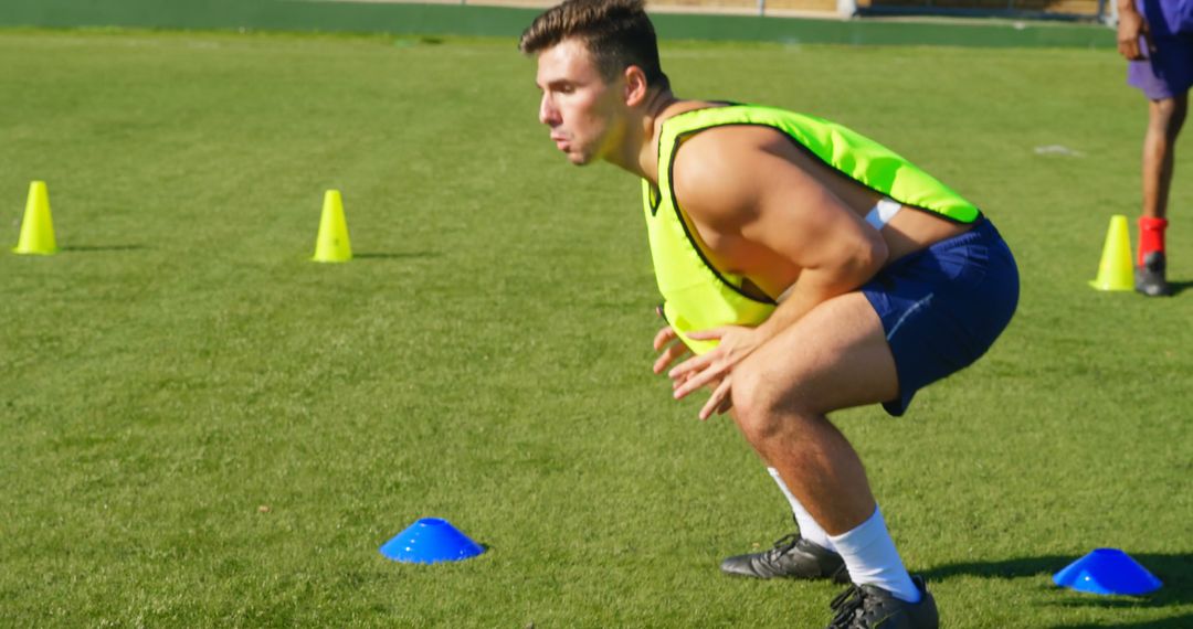 Athlete Training on Soccer Field Using Cones for Agility Drills - Free Images, Stock Photos and Pictures on Pikwizard.com