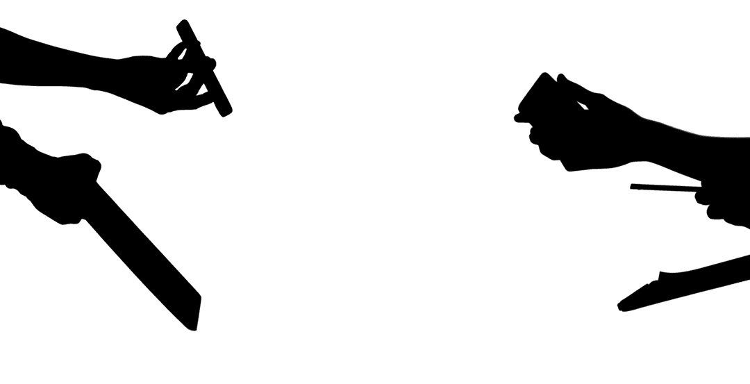 Transparent Silhouette of Hands with Smartphones and Tablet Devices