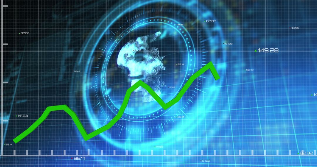Glowing Financial Interface with Scanning Earth Overlay