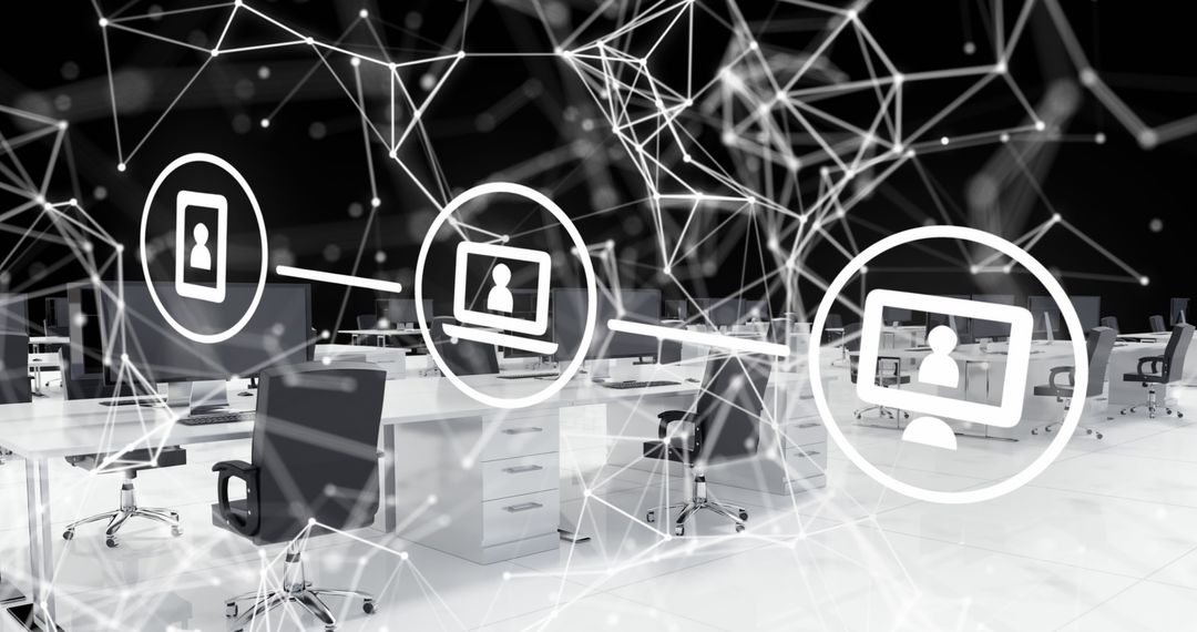 Digital Connectivity in a Modern Empty Office Workspace