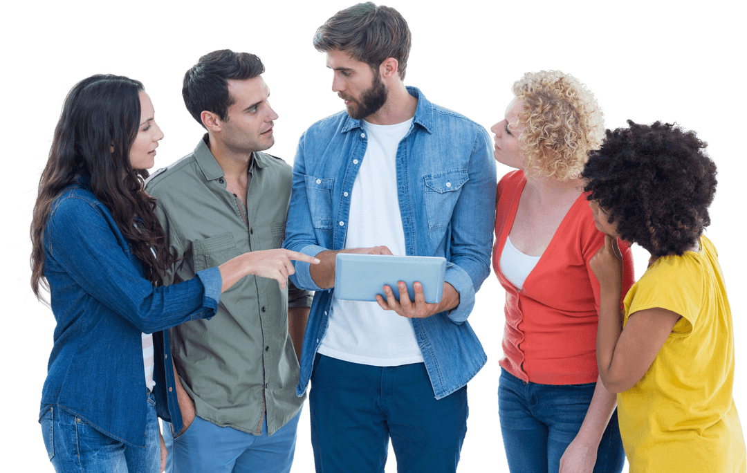 Transparent Group of Young Professionals Collaborating