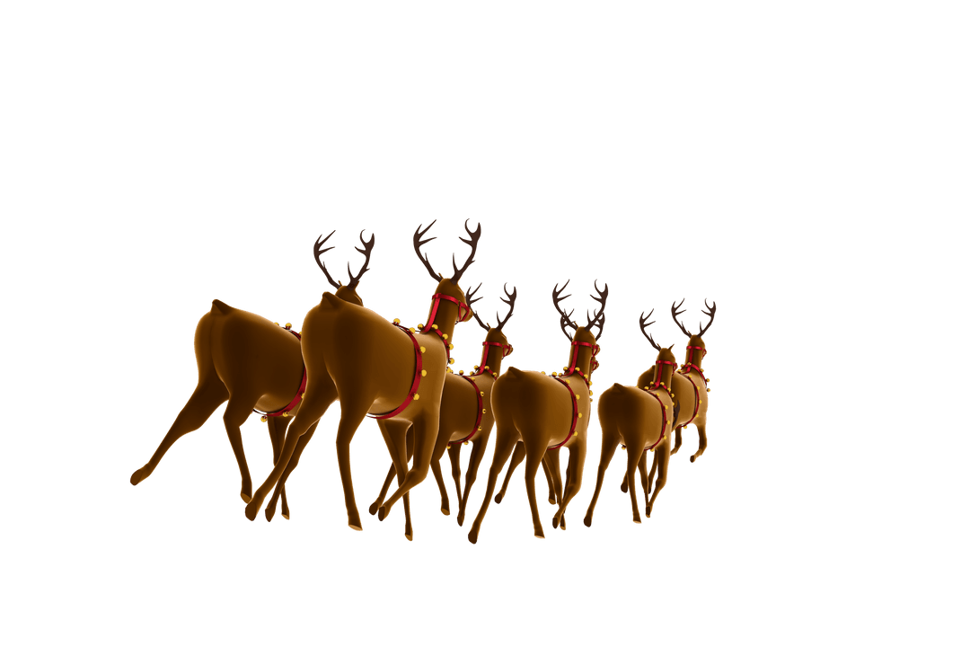 Festive Reindeers Running on Transparent Background